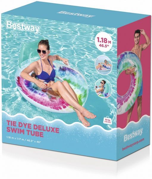 Коло надувне Bestway &oslash;104 з підголівником та ручками Tie dye Z9 фото